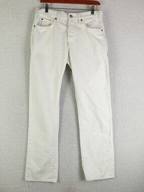 Armani Jeans Mens 30X32 White Straight Leg Button Fly Stretch Denim